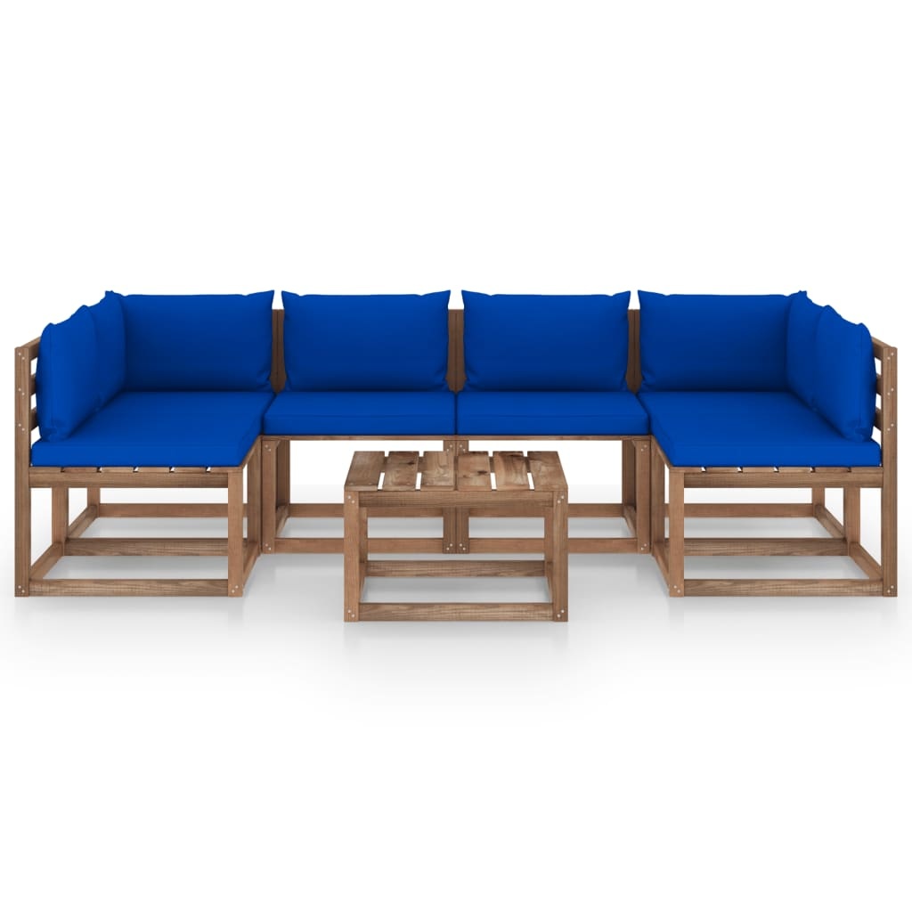 VidaXL 7-delige Loungeset pallet met kussens geïmpregneerd grenenhout