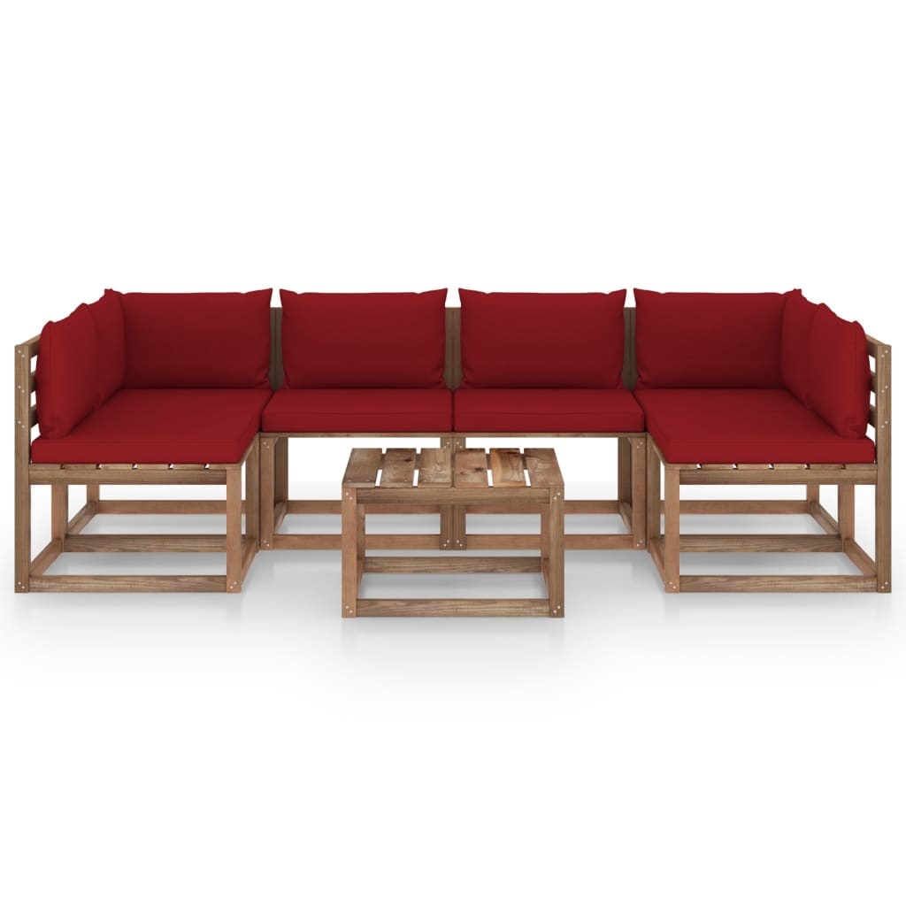 VidaXL 7-delige Loungeset pallet met kussens geïmpregneerd grenenhout