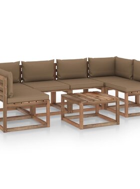 VidaXL 7-delige Loungeset pallet met kussens geïmpregneerd grenenhout