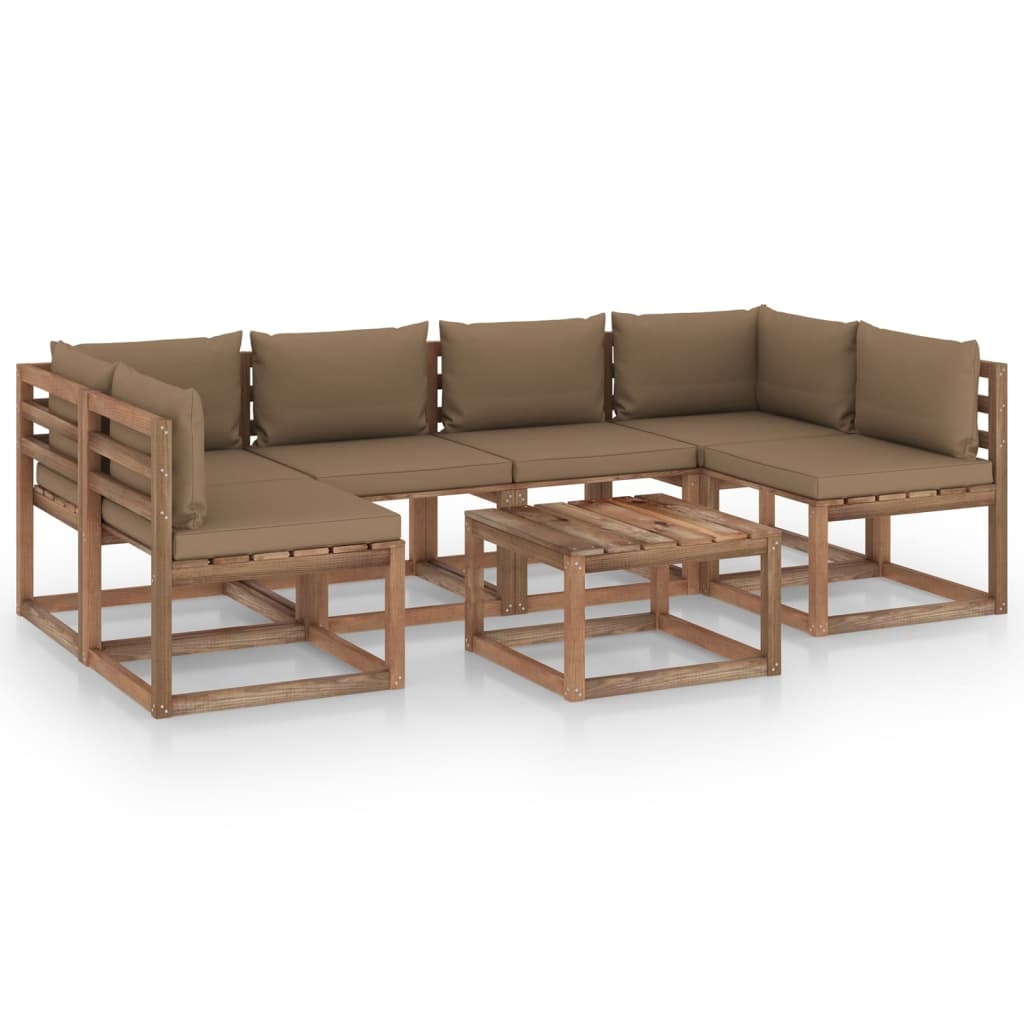 VidaXL 7-delige Loungeset pallet met kussens geïmpregneerd grenenhout