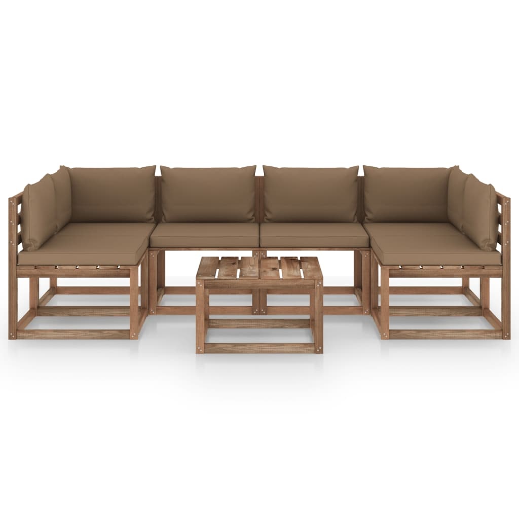 VidaXL 7-delige Loungeset pallet met kussens geïmpregneerd grenenhout