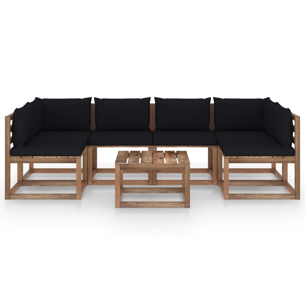 VidaXL 7-delige Loungeset pallet met kussens geïmpregneerd grenenhout