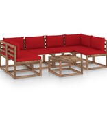 VidaXL 7-delige Loungeset pallet met kussens geïmpregneerd grenenhout