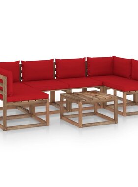 VidaXL 7-delige Loungeset pallet met kussens geïmpregneerd grenenhout