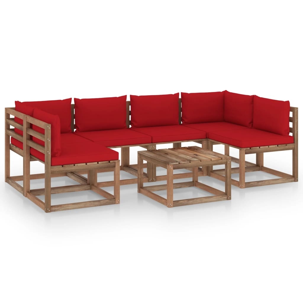 VidaXL 7-delige Loungeset pallet met kussens geïmpregneerd grenenhout