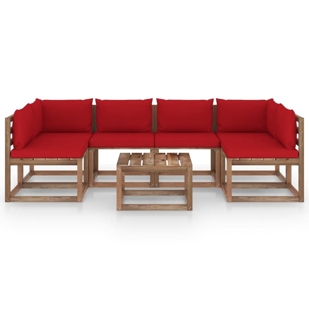VidaXL 7-delige Loungeset pallet met kussens geïmpregneerd grenenhout