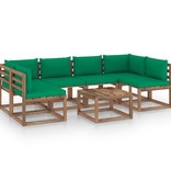 VidaXL 7-delige Loungeset pallet met kussens geïmpregneerd grenenhout