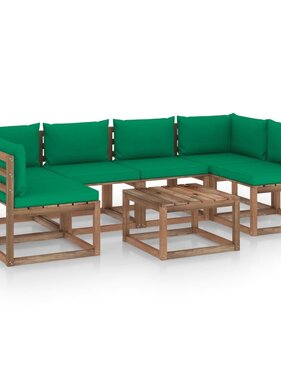 VidaXL 7-delige Loungeset pallet met kussens geïmpregneerd grenenhout
