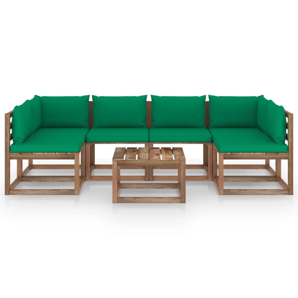VidaXL 7-delige Loungeset pallet met kussens geïmpregneerd grenenhout
