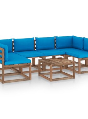 VidaXL 7-delige Loungeset pallet met kussens geïmpregneerd grenenhout