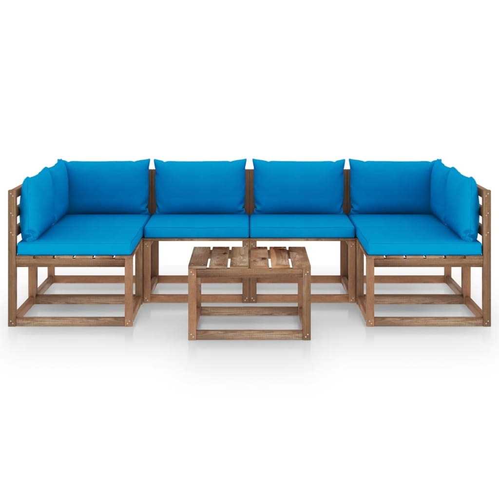 VidaXL 7-delige Loungeset pallet met kussens geïmpregneerd grenenhout