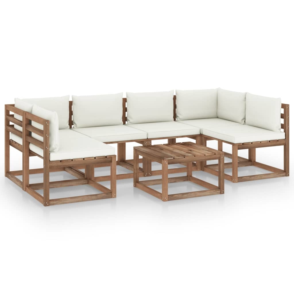 VidaXL 7-delige Loungeset pallet met kussens geïmpregneerd grenenhout