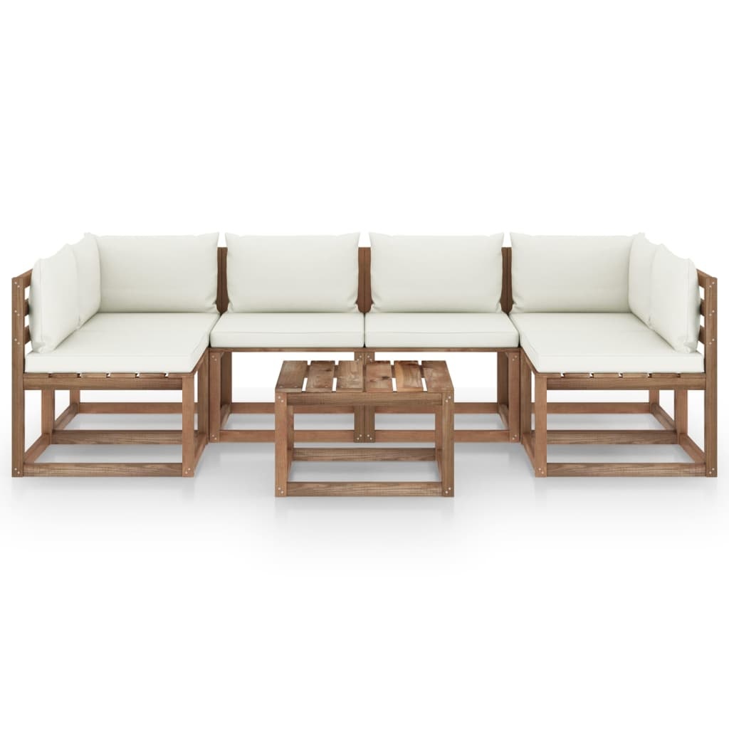VidaXL 7-delige Loungeset pallet met kussens geïmpregneerd grenenhout