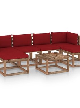 VidaXL 7-delige Loungeset pallet met kussens geïmpregneerd grenenhout