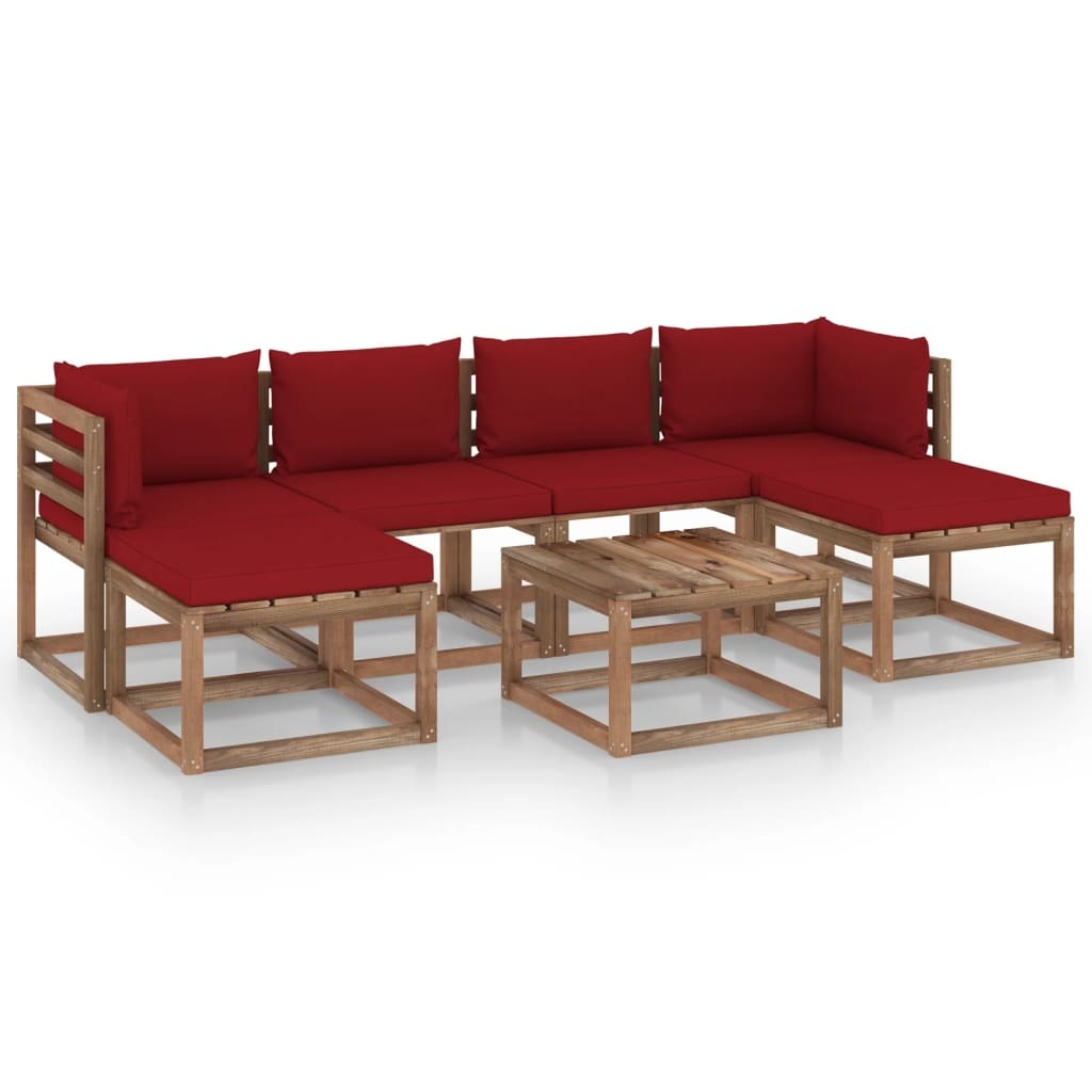VidaXL 7-delige Loungeset pallet met kussens geïmpregneerd grenenhout