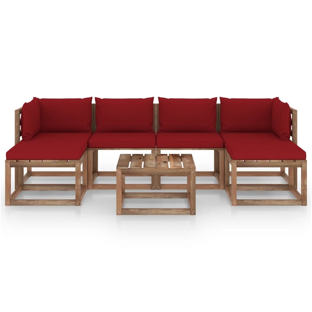 VidaXL 7-delige Loungeset pallet met kussens geïmpregneerd grenenhout