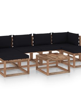VidaXL 7-delige Loungeset pallet met kussens geïmpregneerd grenenhout