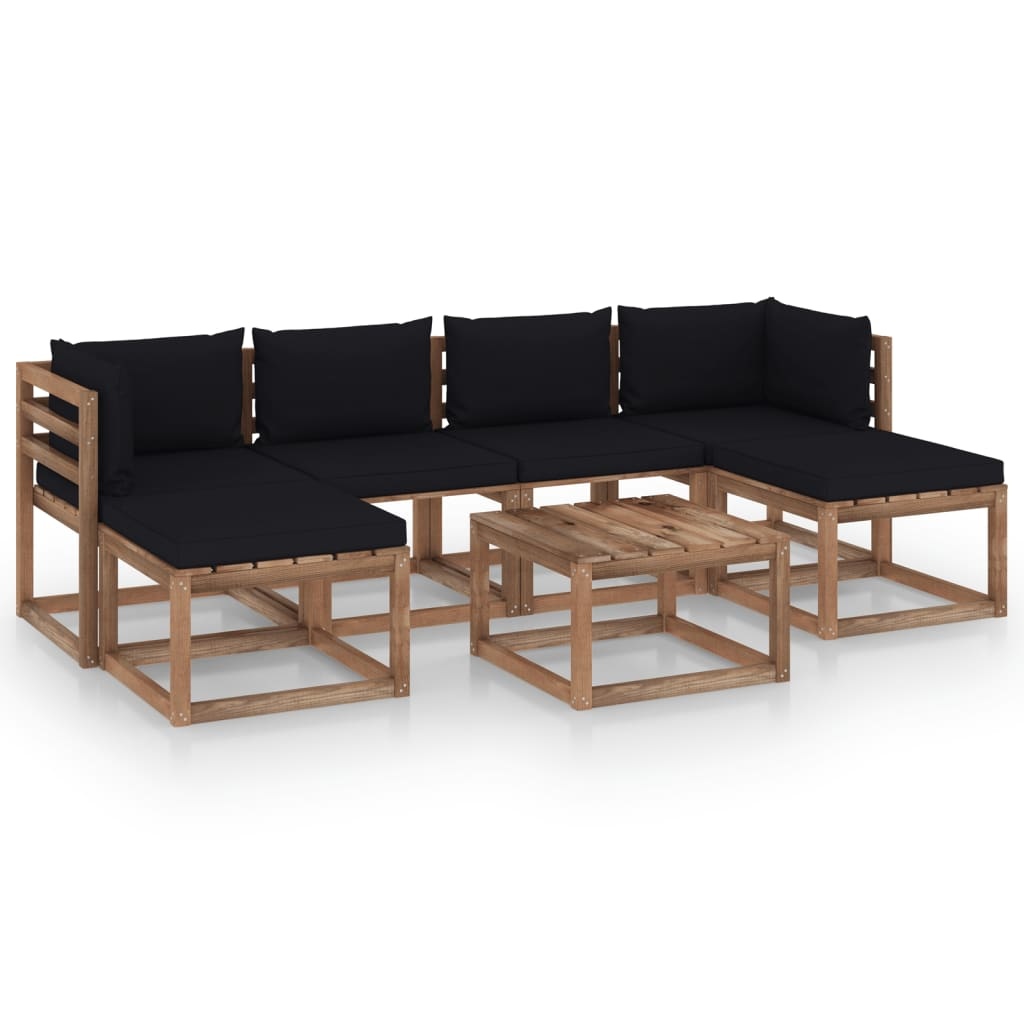 VidaXL 7-delige Loungeset pallet met kussens geïmpregneerd grenenhout