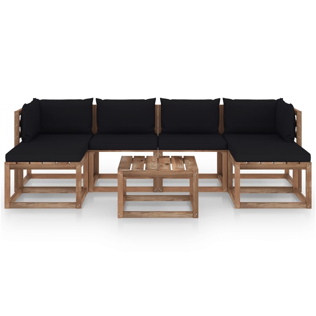 VidaXL 7-delige Loungeset pallet met kussens geïmpregneerd grenenhout