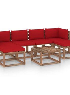 VidaXL 7-delige Loungeset pallet met kussens geïmpregneerd grenenhout