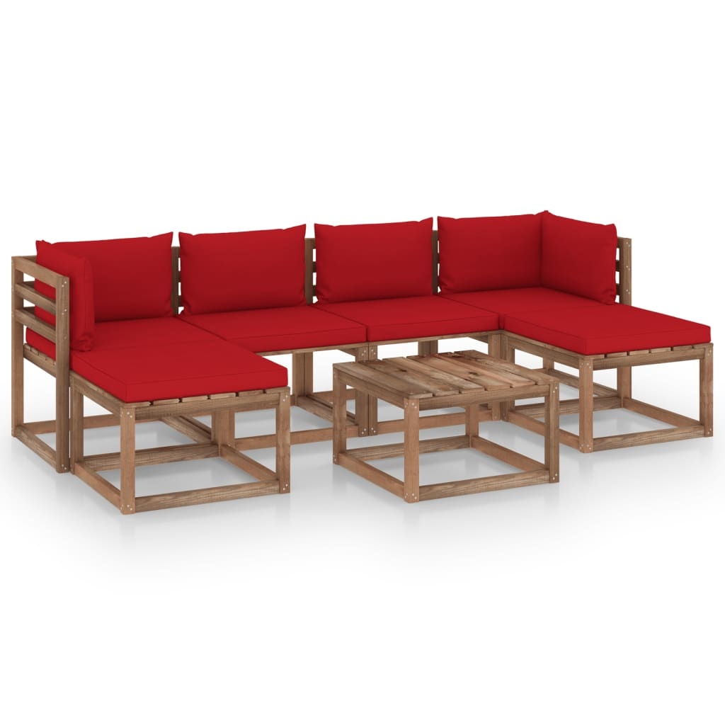 VidaXL 7-delige Loungeset pallet met kussens geïmpregneerd grenenhout