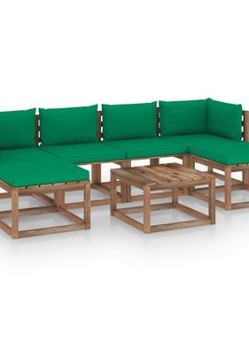 VidaXL 7-delige Loungeset pallet met kussens geïmpregneerd grenenhout