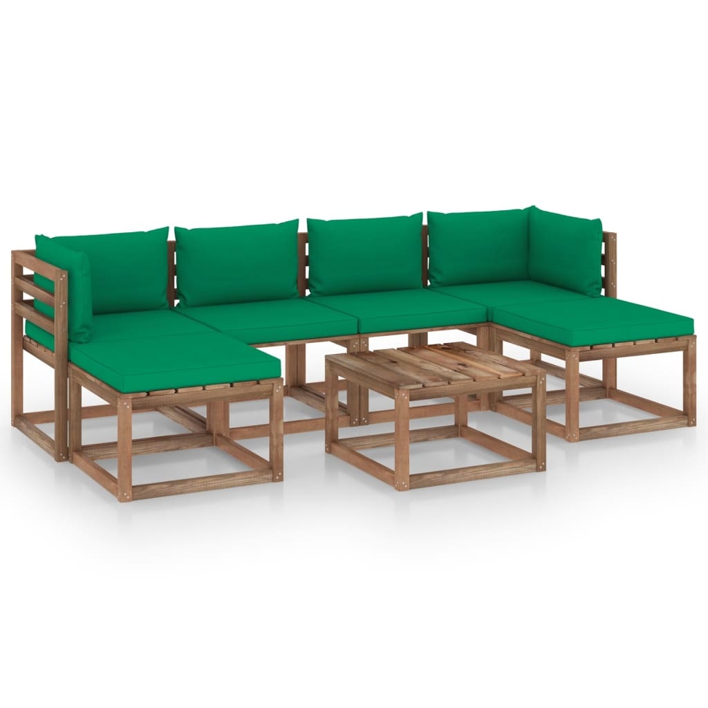 VidaXL 7-delige Loungeset pallet met kussens geïmpregneerd grenenhout