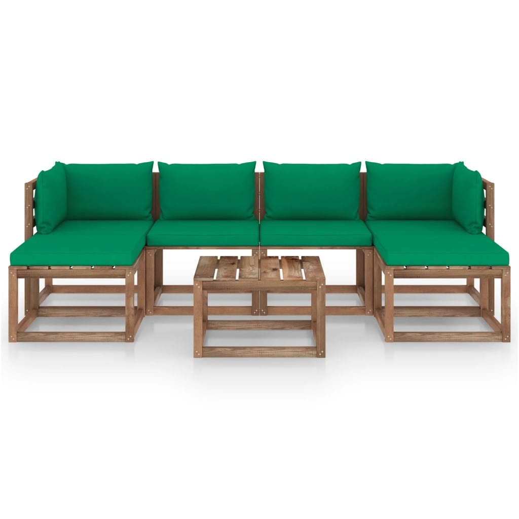 VidaXL 7-delige Loungeset pallet met kussens geïmpregneerd grenenhout