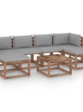 VidaXL 7-delige Loungeset pallet met kussens geïmpregneerd grenenhout