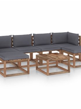 VidaXL 7-delige Loungeset pallet met kussens geïmpregneerd grenenhout