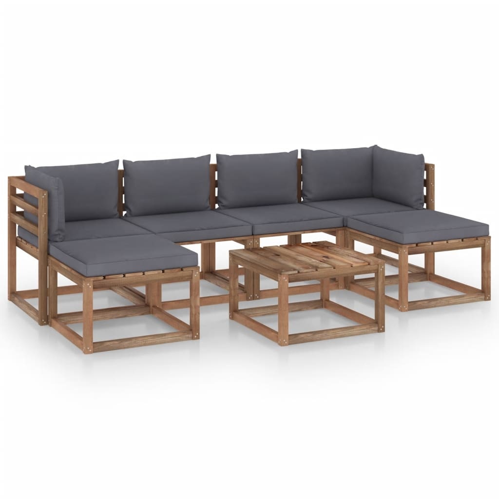 VidaXL 7-delige Loungeset pallet met kussens geïmpregneerd grenenhout