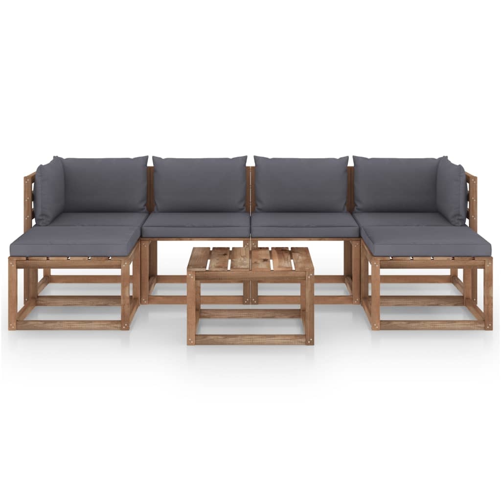 VidaXL 7-delige Loungeset pallet met kussens geïmpregneerd grenenhout