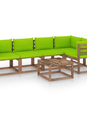 VidaXL 6-delige Loungeset pallet met kussens geïmpregneerd grenenhout