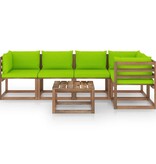 VidaXL 6-delige Loungeset pallet met kussens geïmpregneerd grenenhout