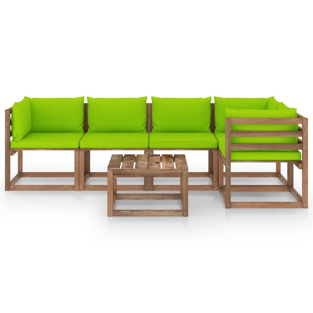 VidaXL 6-delige Loungeset pallet met kussens geïmpregneerd grenenhout