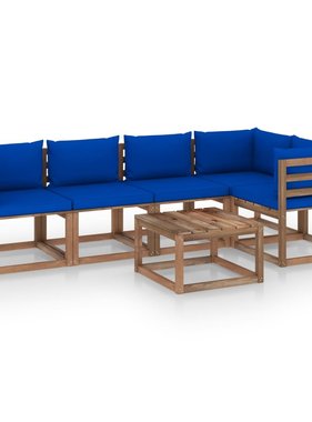 VidaXL 6-delige Loungeset pallet met kussens geïmpregneerd grenenhout