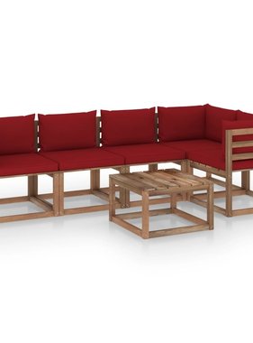 VidaXL 6-delige Loungeset pallet met kussens geïmpregneerd grenenhout