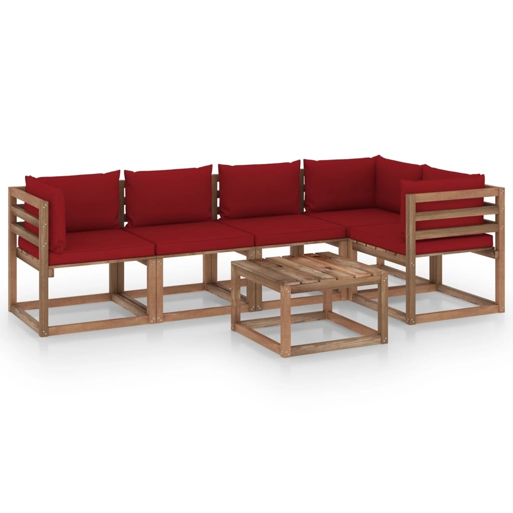 VidaXL 6-delige Loungeset pallet met kussens geïmpregneerd grenenhout