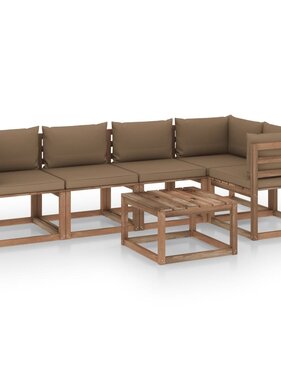 VidaXL 6-delige Loungeset pallet met kussens geïmpregneerd grenenhout