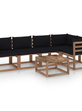 VidaXL 6-delige Loungeset pallet met kussens geïmpregneerd grenenhout