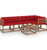 VidaXL 6-delige Loungeset pallet met kussens geïmpregneerd grenenhout
