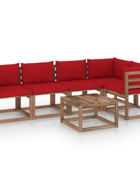 VidaXL 6-delige Loungeset pallet met kussens geïmpregneerd grenenhout