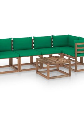 VidaXL 6-delige Loungeset pallet met kussens geïmpregneerd grenenhout