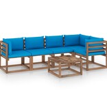 VidaXL 6-delige Loungeset pallet met kussens geïmpregneerd grenenhout