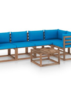 VidaXL 6-delige Loungeset pallet met kussens geïmpregneerd grenenhout