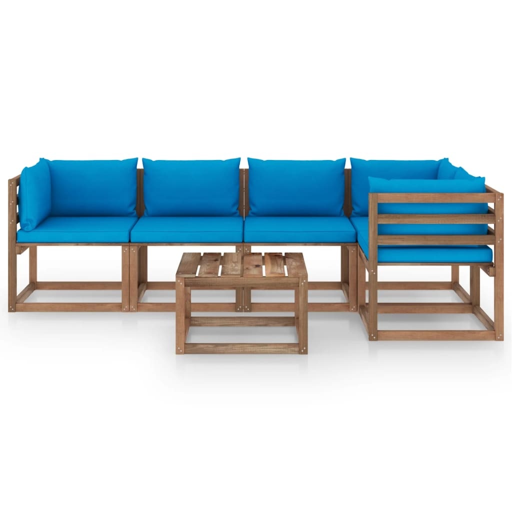 VidaXL 6-delige Loungeset pallet met kussens geïmpregneerd grenenhout