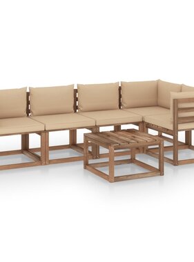 VidaXL 6-delige Loungeset pallet met kussens geïmpregneerd grenenhout