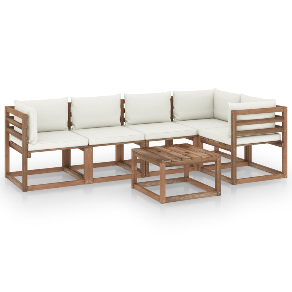 VidaXL 6-delige Loungeset pallet met kussens geïmpregneerd grenenhout