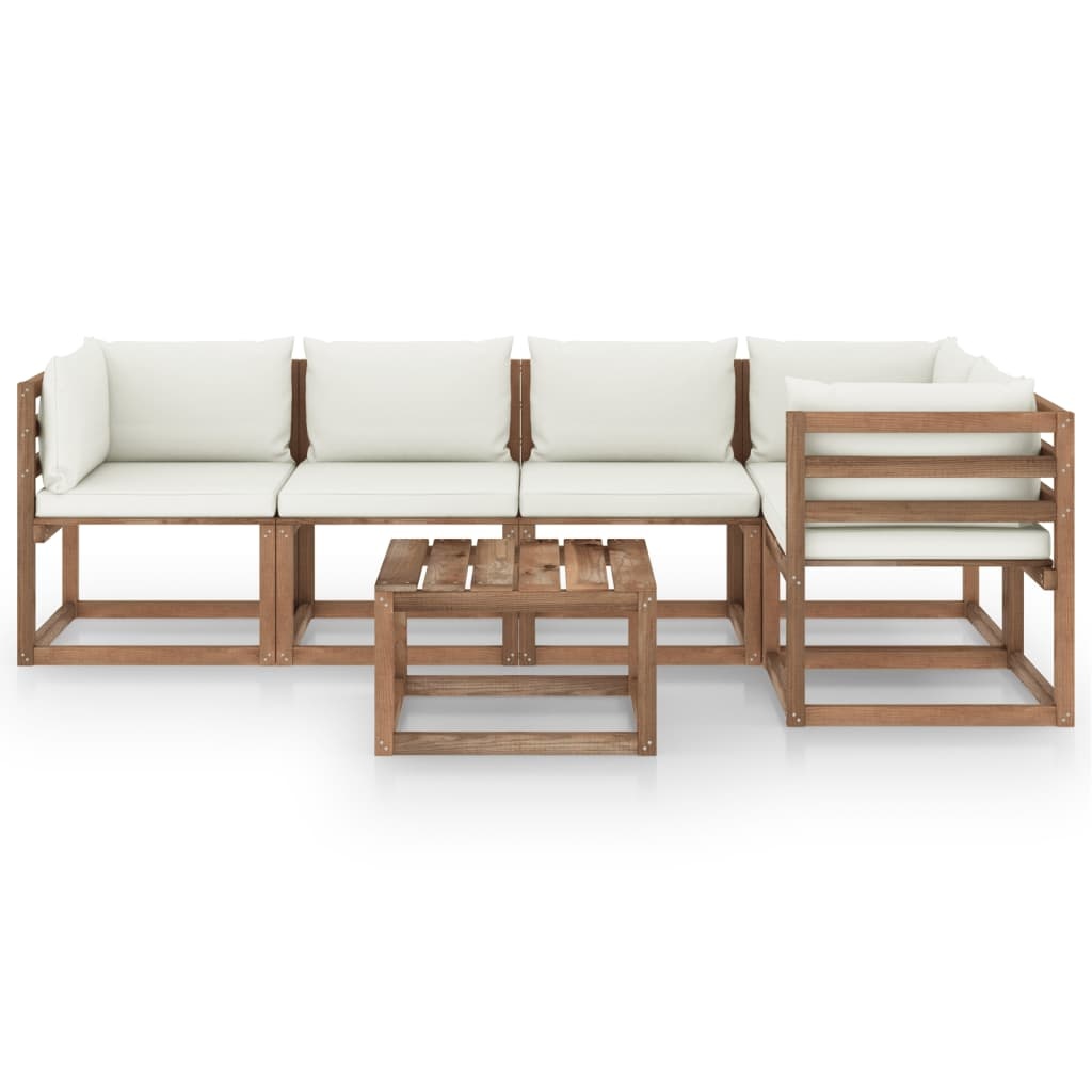 VidaXL 6-delige Loungeset pallet met kussens geïmpregneerd grenenhout