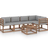 VidaXL 6-delige Loungeset pallet met kussens geïmpregneerd grenenhout